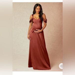 Azazie Rhea Stretch Satin Dress, Terracotta, NWT